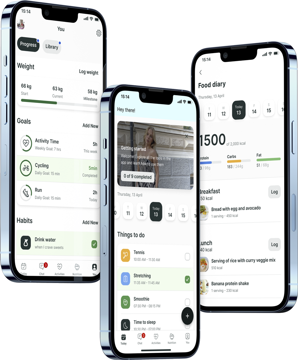 A mockup of the coaching app showcasing the features.